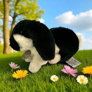 Russ Berrie Yomiko Lop Ear Bunny‎ Black & White 9.5" NWT